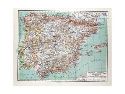 Map of Spain and Portugal 1899 Giclee Print by means of photo relating to Printable Maps of Spain identify Map of Spain and Portugal 1899 Giclee Print by means of